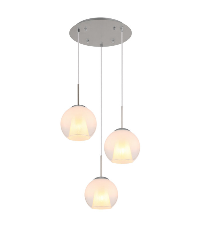 Barry Cluster Pendant Ceiling Light Nickel Matt Balls Opal Glass Shade 3x E27-1