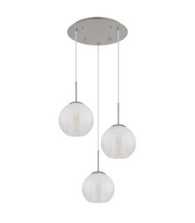 Barry Cluster Pendant Ceiling Light Nickel Matt Balls Opal Glass Shade 3x E27-2