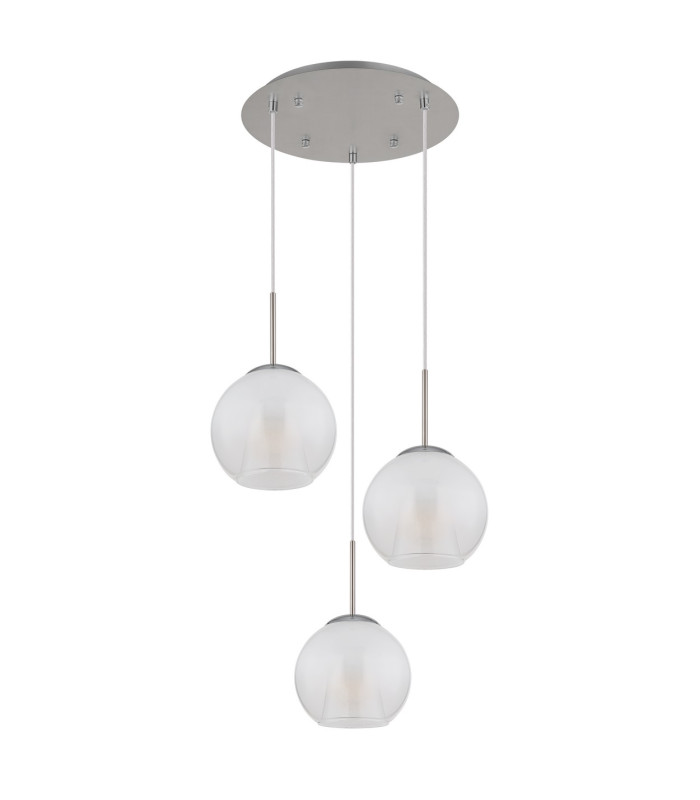 Barry Cluster Pendant Ceiling Light Nickel Matt Balls Opal Glass Shade 3x E27-2