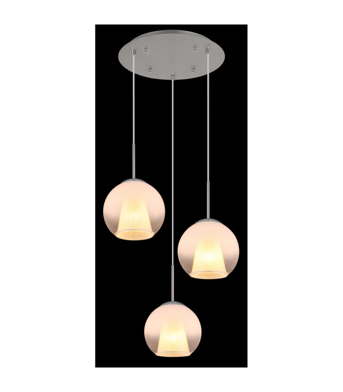 Barry Cluster Pendant Ceiling Light Nickel Matt Balls Opal Glass Shade 3x E27-4