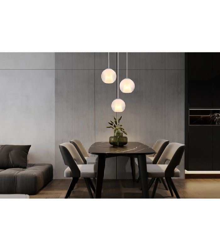 Barry Cluster Pendant Ceiling Light Nickel Matt Balls Opal Glass Shade 3x E27-5