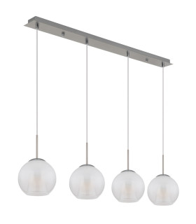 Barry Bar Pendant Ceiling Light Nickel Matt Balls Opal Glass Shade 4x E27-2