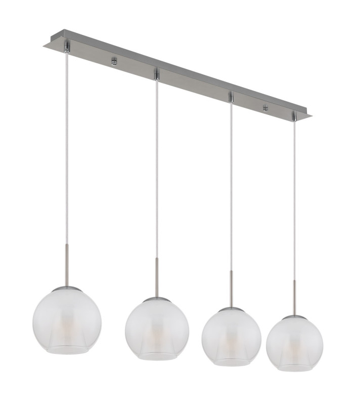 Barry Bar Pendant Ceiling Light Nickel Matt Balls Opal Glass Shade 4x E27-2