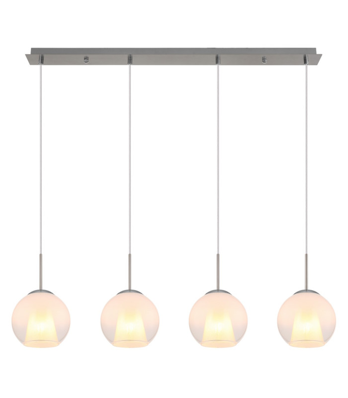 Barry Bar Pendant Ceiling Light Nickel Matt Balls Opal Glass Shade 4x E27-3