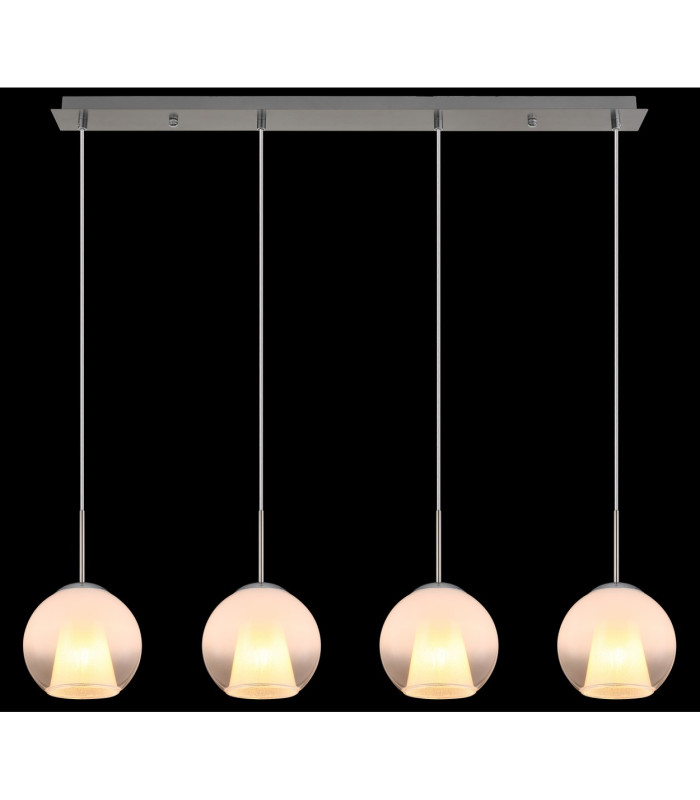Barry Bar Pendant Ceiling Light Nickel Matt Balls Opal Glass Shade 4x E27-5