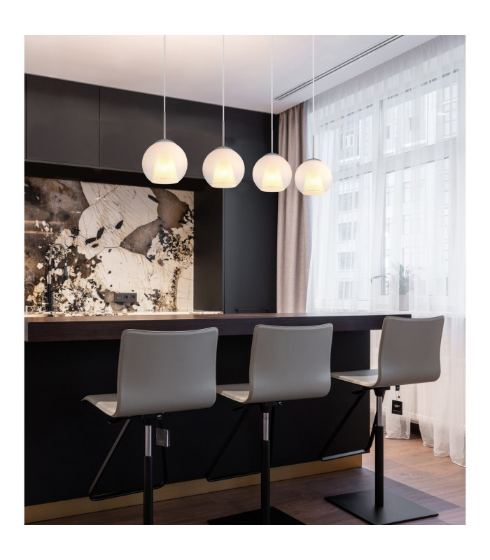 Barry Bar Pendant Ceiling Light Nickel Matt Balls Opal Glass Shade 4x E27-6