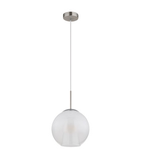 Barry 25cm Dome Pendant Ceiling Light Nickel Matt Ball Opal Glass Shade 1x E27-2