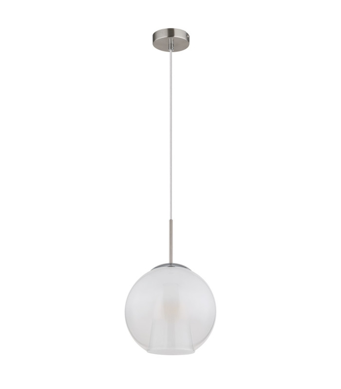 Barry 25cm Dome Pendant Ceiling Light Nickel Matt Ball Opal Glass Shade 1x E27-2