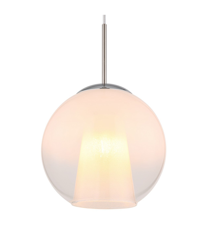 Barry 25cm Dome Pendant Ceiling Light Nickel Matt Ball Opal Glass Shade 1x E27-3