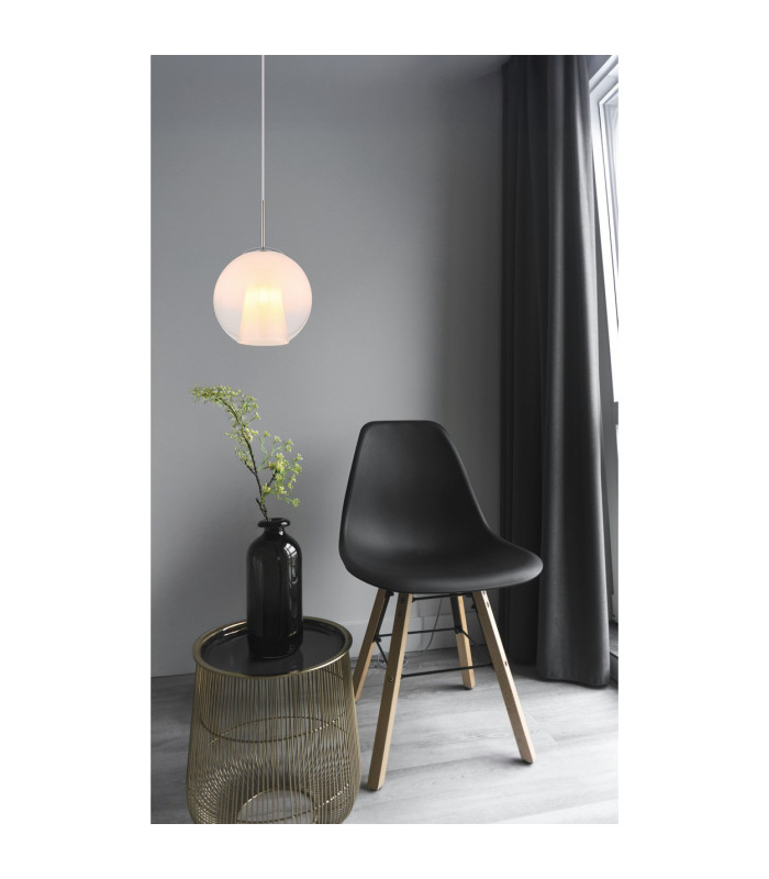 Barry 25cm Dome Pendant Ceiling Light Nickel Matt Ball Opal Glass Shade 1x E27-5