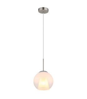 Barry 20cm Dome Pendant Ceiling Light Nickel Matt Ball Opal Glass Shade 1x E27-1