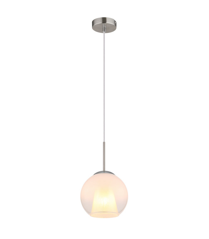 Barry 20cm Dome Pendant Ceiling Light Nickel Matt Ball Opal Glass Shade 1x E27-1