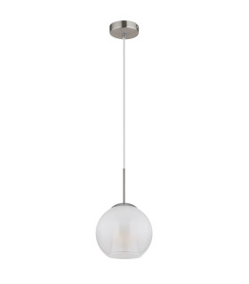 Barry 20cm Dome Pendant Ceiling Light Nickel Matt Ball Opal Glass Shade 1x E27-2