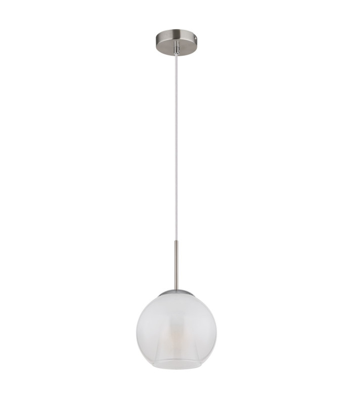 Barry 20cm Dome Pendant Ceiling Light Nickel Matt Ball Opal Glass Shade 1x E27-2