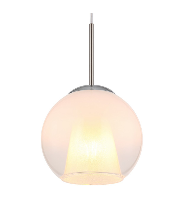 Barry 20cm Dome Pendant Ceiling Light Nickel Matt Ball Opal Glass Shade 1x E27-3