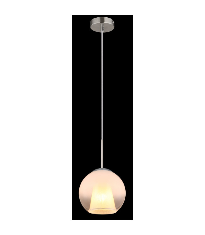 Barry 20cm Dome Pendant Ceiling Light Nickel Matt Ball Opal Glass Shade 1x E27-4