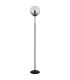 Barry Glass Floor Lamp Matt Black Ball Smoke Glass Shade 1x E27-2