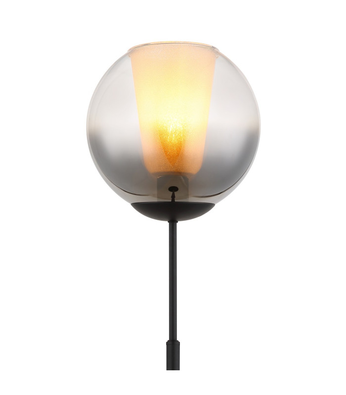 Barry Glass Floor Lamp Matt Black Ball Smoke Glass Shade 1x E27-3
