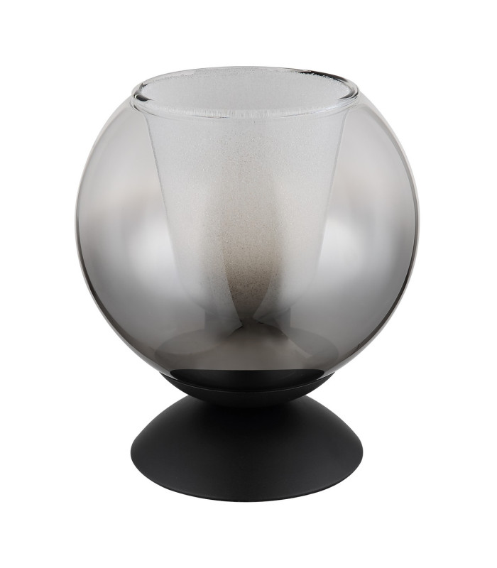 Barry Globe Table Lamp Matt Black Ball Smoke Glass Shade 1x E27-2