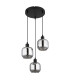 Xia Cluster Pendant Ceiling Light Matt Black Smoke Glass Shade 3x E27-2