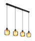 Xia Bar Pendant Ceiling Light Matt Black Smoke Glass Shade 4x E27-1