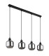Xia Bar Pendant Ceiling Light Matt Black Smoke Glass Shade 4x E27-2