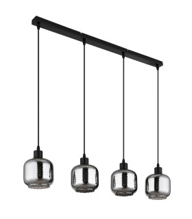 Xia Bar Pendant Ceiling Light Matt Black Smoke Glass Shade 4x E27-2