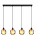 Xia Bar Pendant Ceiling Light Matt Black Smoke Glass Shade 4x E27-3