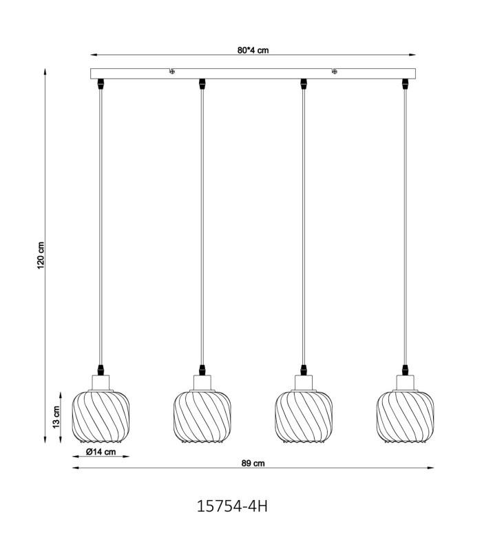 Xia Bar Pendant Ceiling Light Matt Black Smoke Glass Shade 4x E27-6