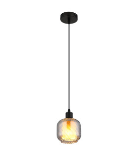Xia Dome Pendant Ceiling Light Matt Black Smoke Glass Shade 1x E27-1