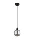 Xia Dome Pendant Ceiling Light Matt Black Smoke Glass Shade 1x E27-2