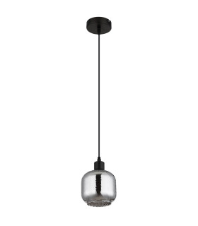 Xia Dome Pendant Ceiling Light Matt Black Smoke Glass Shade 1x E27-2