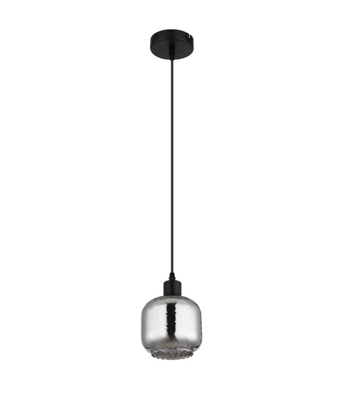 Xia Dome Pendant Ceiling Light Matt Black Smoke Glass Shade 1x E27-2