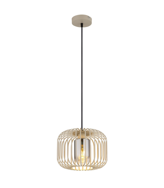 Alfred Wire Frame Pendant Ceiling Light Sand Colored Matt 1x E27-1