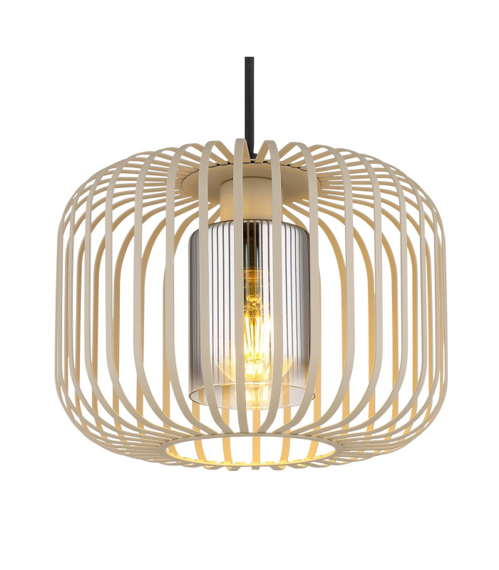 Alfred Wire Frame Pendant Ceiling Light Sand Colored Matt 1x E27-3