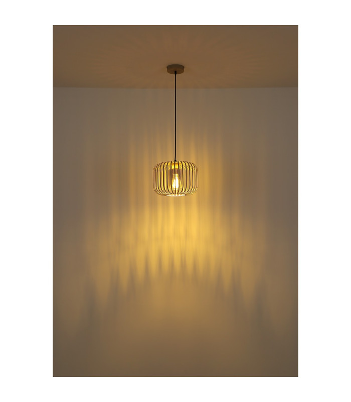 Alfred Wire Frame Pendant Ceiling Light Sand Colored Matt 1x E27-5