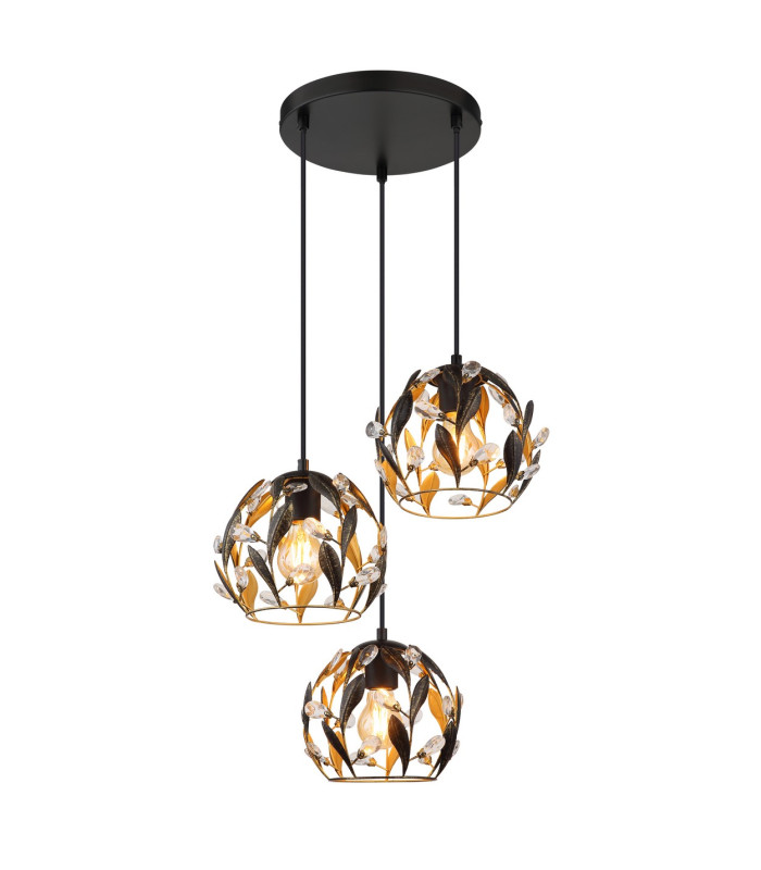 Mika Cluster Pendant Ceiling Light Matt Black 3x E27-1