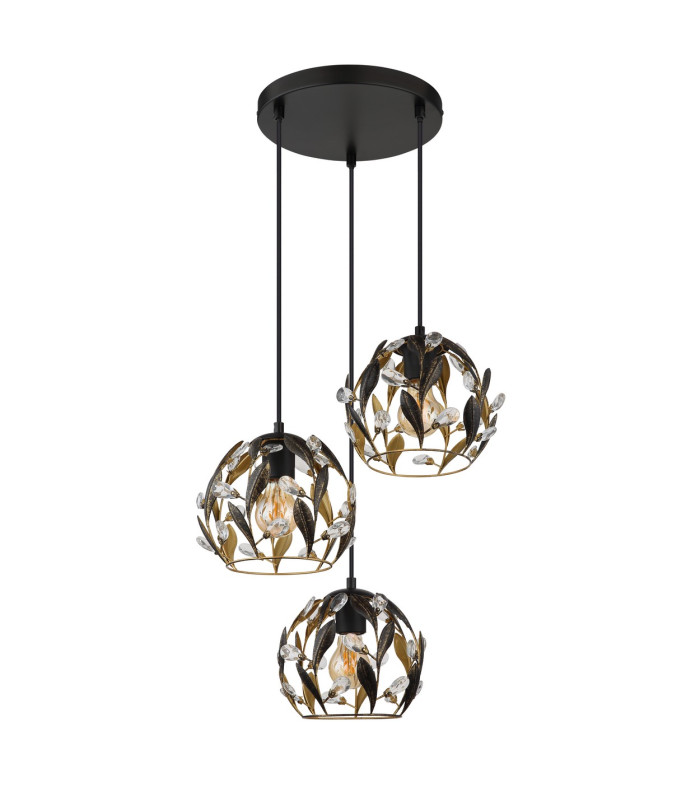 Mika Cluster Pendant Ceiling Light Matt Black 3x E27-2