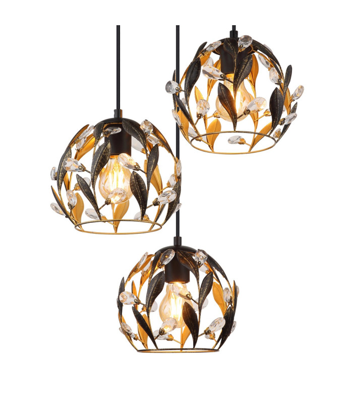 Mika Cluster Pendant Ceiling Light Matt Black 3x E27-3