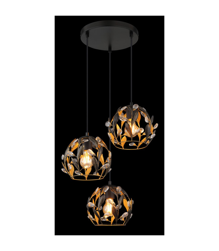 Mika Cluster Pendant Ceiling Light Matt Black 3x E27-4