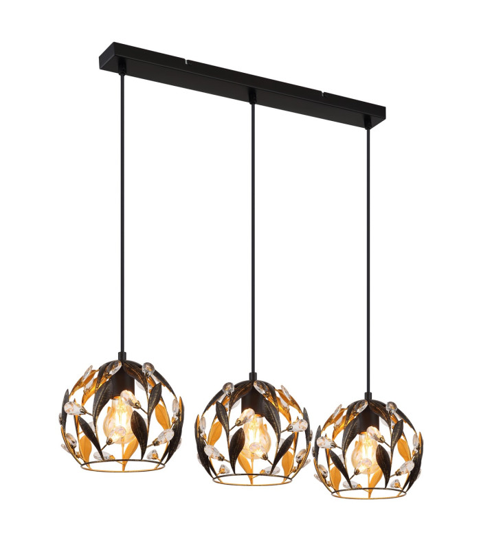 Mika Bar Pendant Ceiling Light Matt Black 3x E27-1