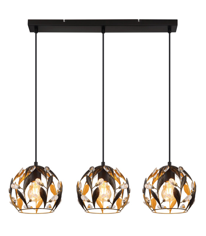 Mika Bar Pendant Ceiling Light Matt Black 3x E27-3