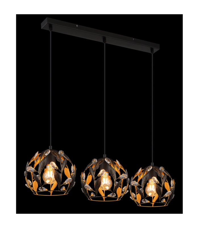 Mika Bar Pendant Ceiling Light Matt Black 3x E27-5