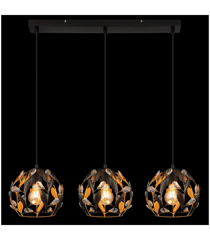 Mika Bar Pendant Ceiling Light Matt Black 3x E27-6
