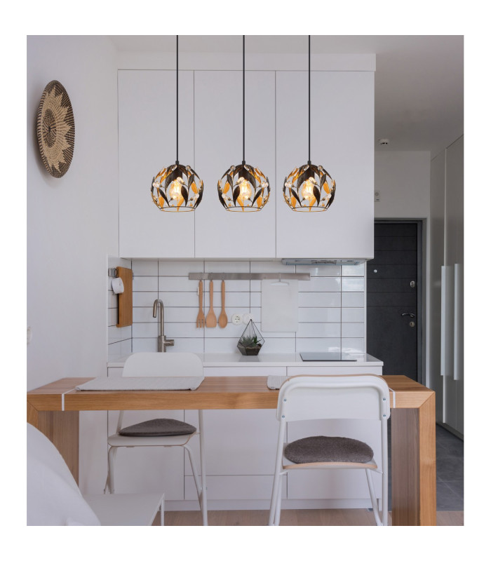 Mika Bar Pendant Ceiling Light Matt Black 3x E27-7