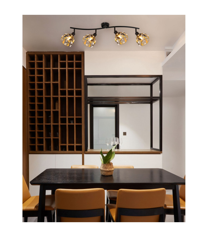Mika Ceiling Spotlight Bar Matt Black 4x E14-7