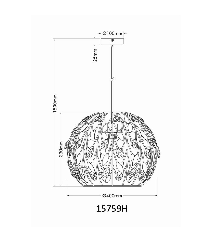 Mika Wire Frame Pendant Ceiling Light Matt Black 1x E27-6