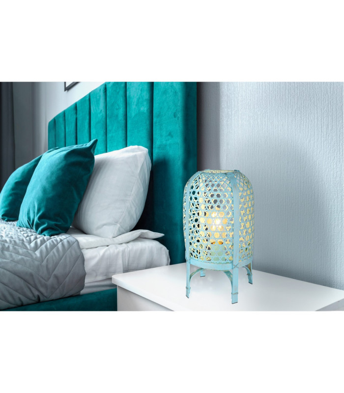 Cairo Bedside Table Lamp Blue Antique 1x E27-5