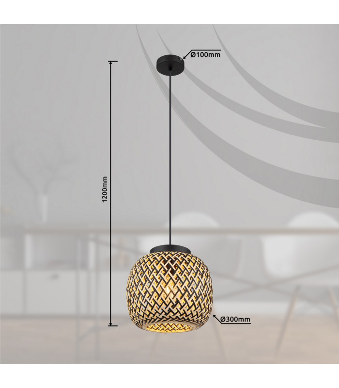 Colly Wire Frame Pendant Ceiling Light Matt Black 1x E27-9