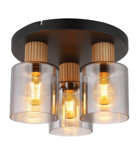 Aleidis Shade Cluster Ceiling Light Matt Black Smoke Glass Shade 3x E27-1